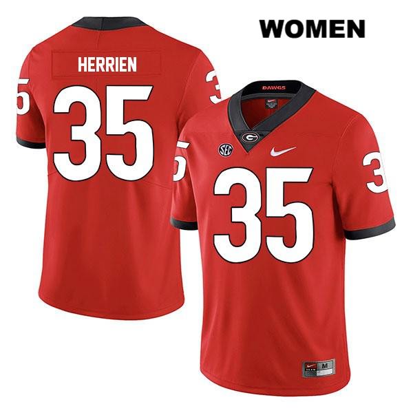 Georgia Bulldogs Women's Brian Herrien #35 NCAA Legend Authentic Red Nike Stitched College Football Jersey YJY4656UI